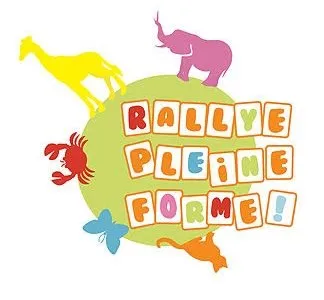 Logo du jeu Rallye Pleine Forme : girafe, éléphant, crabe et papillon autour d’une planète